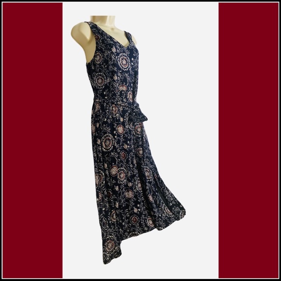 ANN TAYLOR PAISLEY PRINT BELTED JERSEY MIDI DRESS - Picture 5 of 12